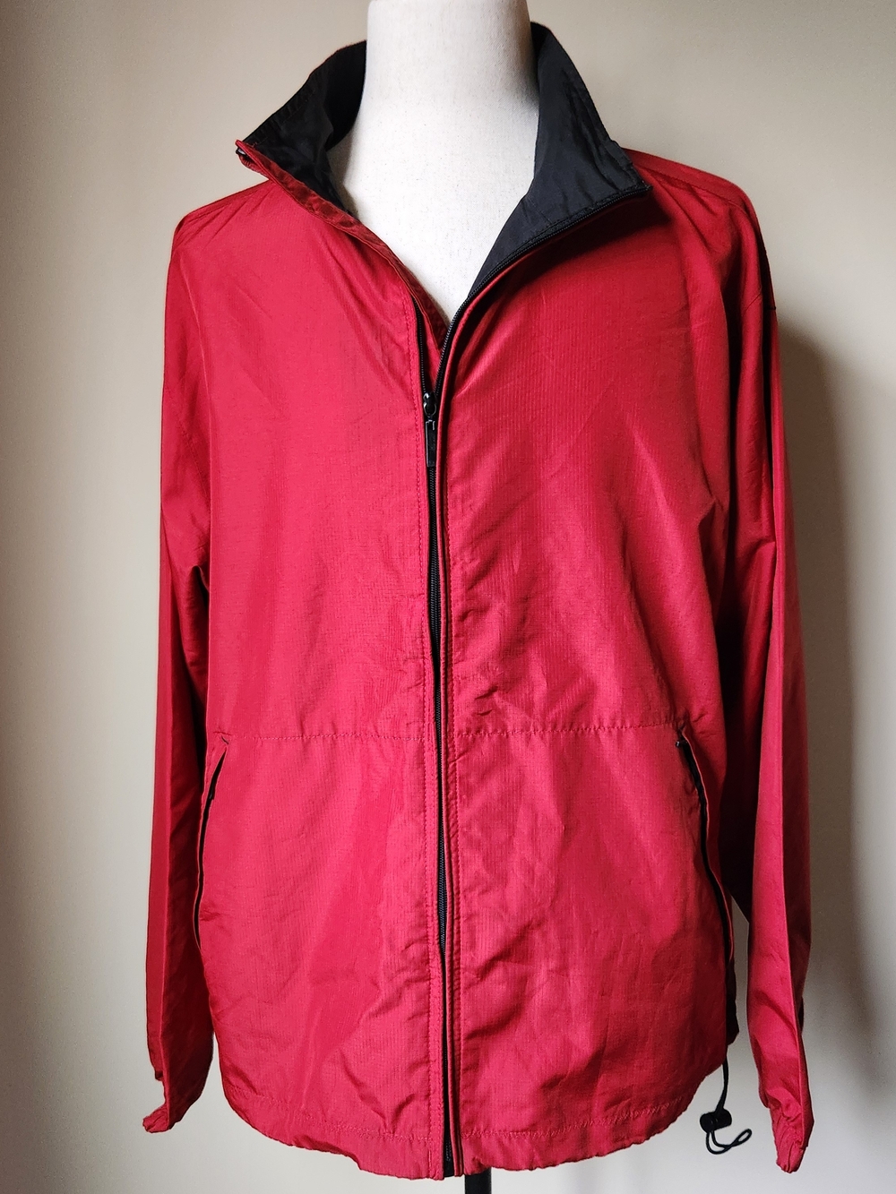 Sun Mountain Mens XL Red Full Zip Lightweight Windbreaker Golf Jacket Black